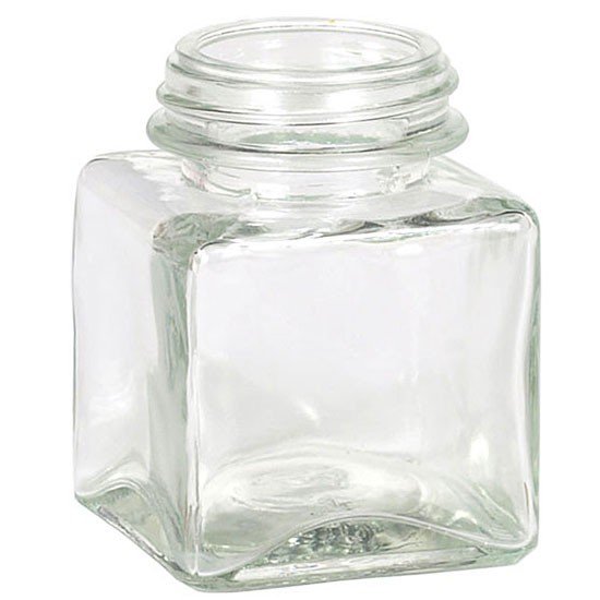 Clear Threaded Neck Recycled Glass Square Jar